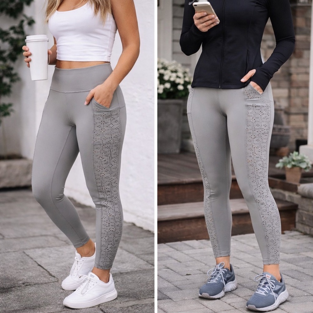 aerie Gray Laser-Cut Side Pocket High-Waist Leggings
02-0072